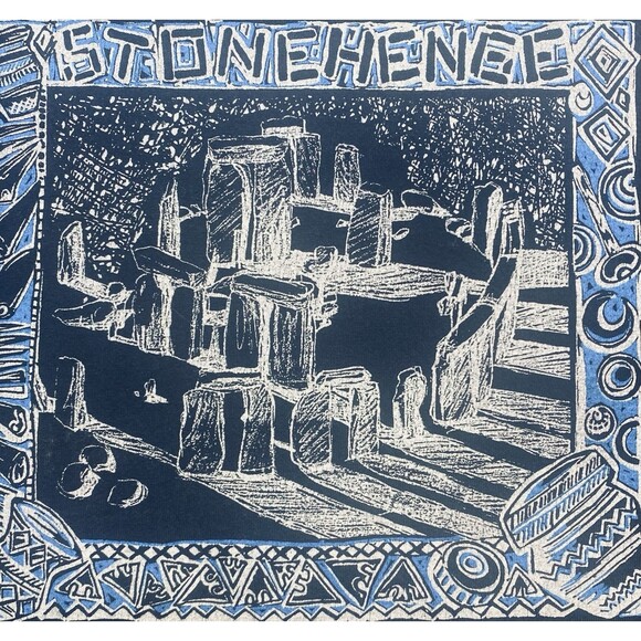 Stonehenge English T-Shirt Black Blue Graphic Tee XL Archaeology Collectible EUC - Picture 2 of 6